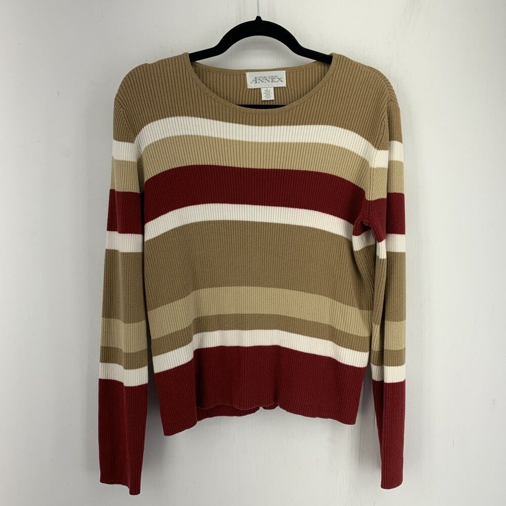Vintage Round Neck Sweater Womens Large Cabin  Granola Girl Boxy Ribbed 90’s‎